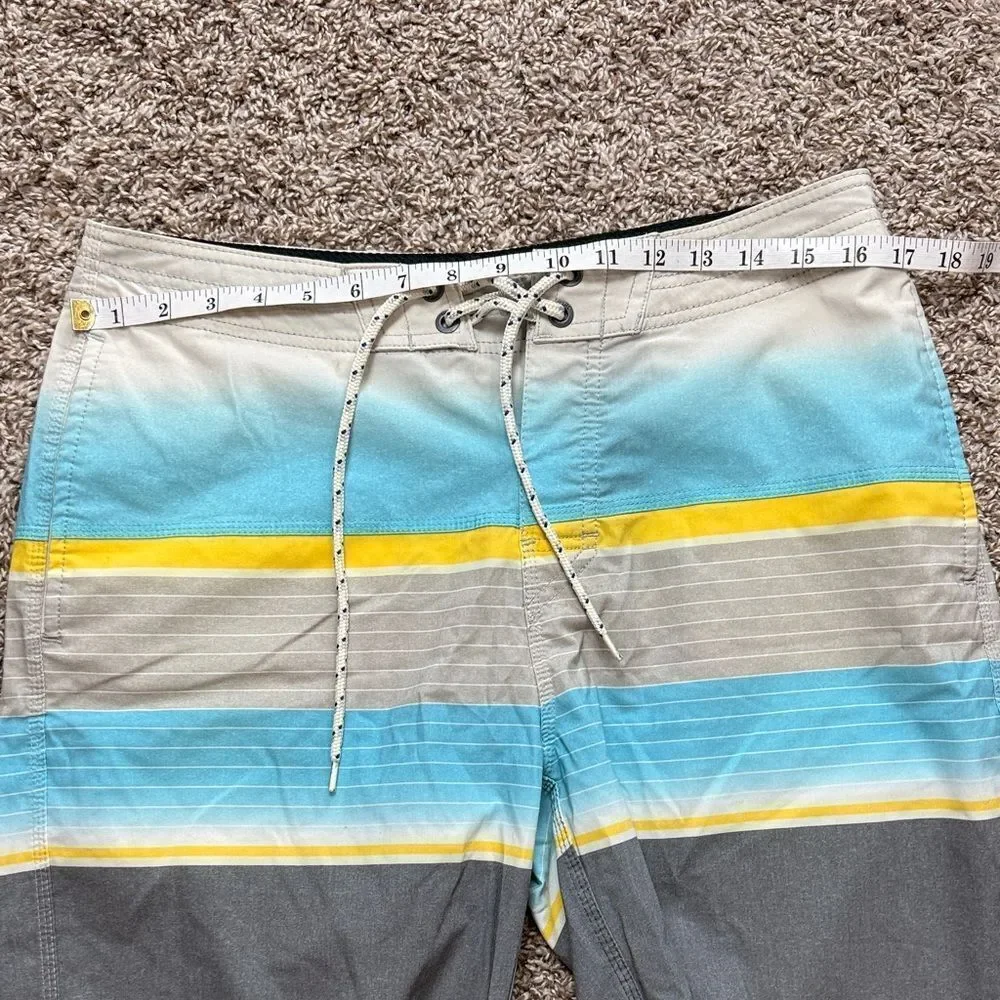 Rip Curl Gray, Blue & Yellow Striped Board Shorts